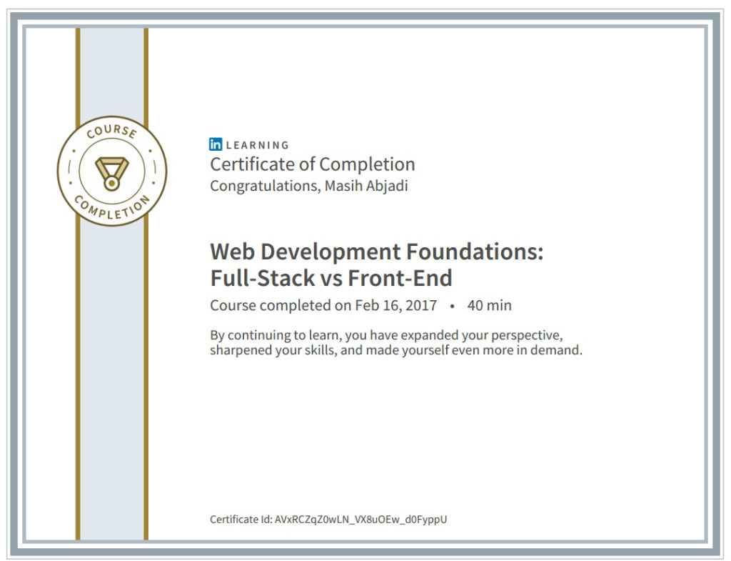 Masih Abjadi's Web Development Foundations Certificate